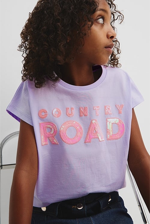 Organically Grown Cotton Sequin Logo T-Shirt