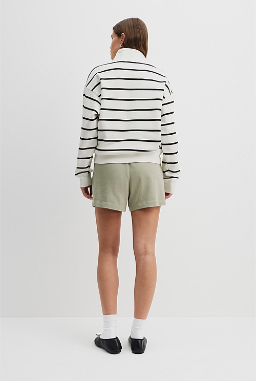 Australian Cotton Stripe Zip Collar Sweat