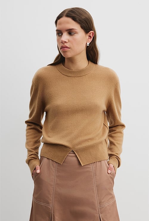 GCS-certified Cashmere Blend Split Detail Pullover