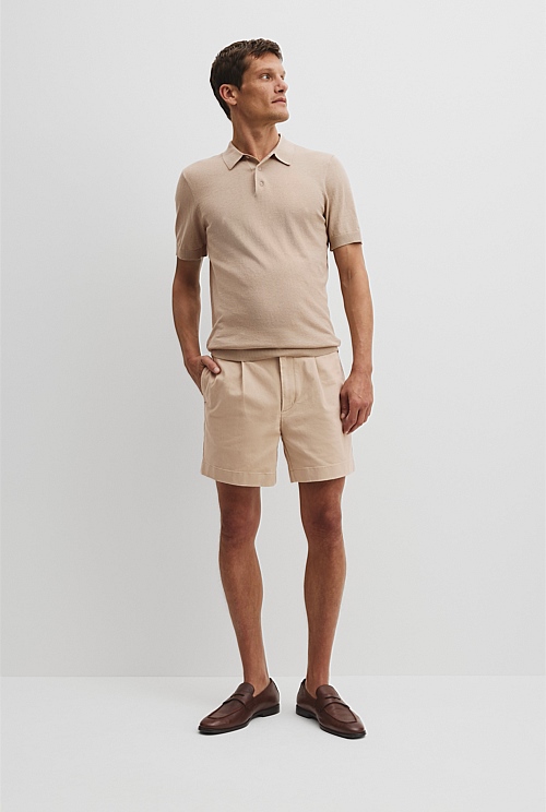 Cotton Silk Button Knit Polo