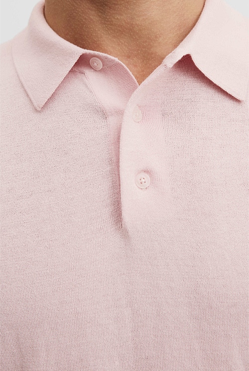 Cotton Silk Button Knit Polo