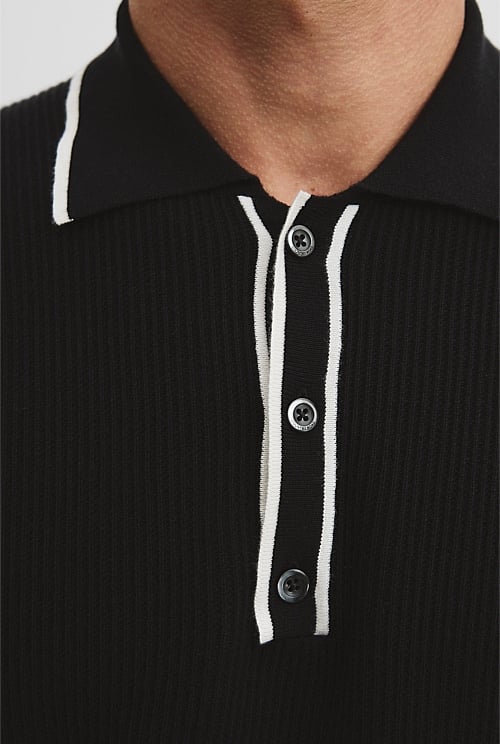 Australian Cotton Blend Tipped Knit Polo