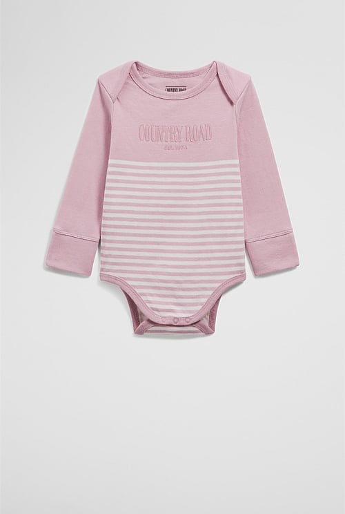 Organically Grown Cotton Stripe Long Sleeve Heritage Bodysuit