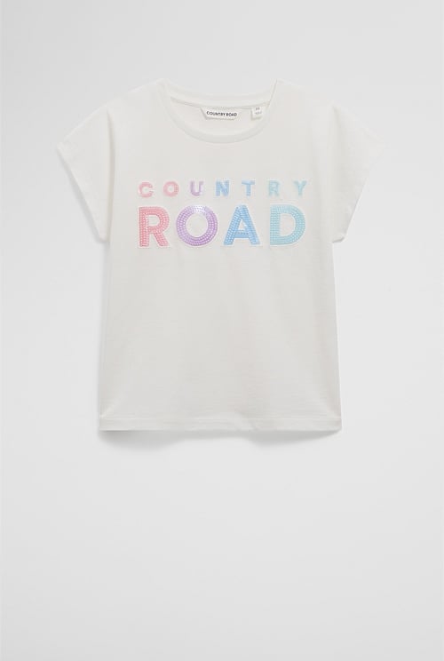 Organically Grown Cotton Sequin Logo T-Shirt