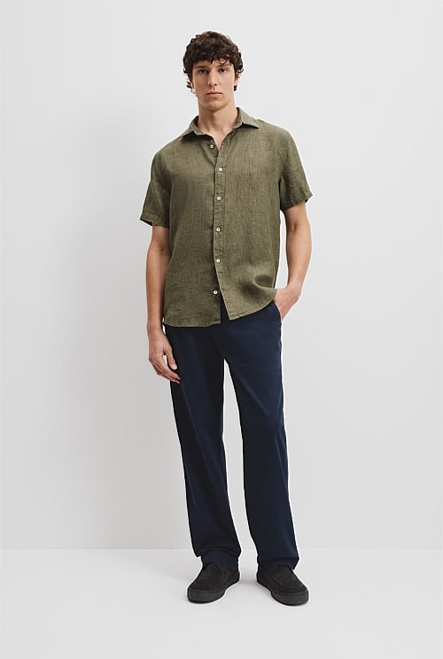 Regular Fit Organically Grown Linen Short Sleeve Shirt