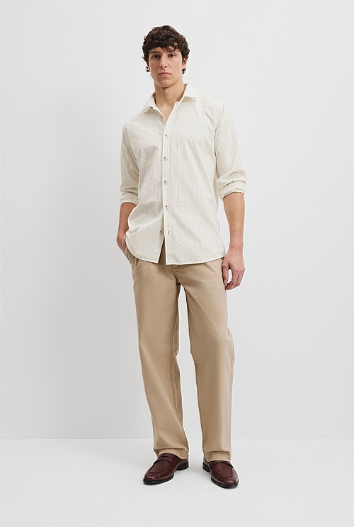 Relaxed Fit Textured Cotton Shirt