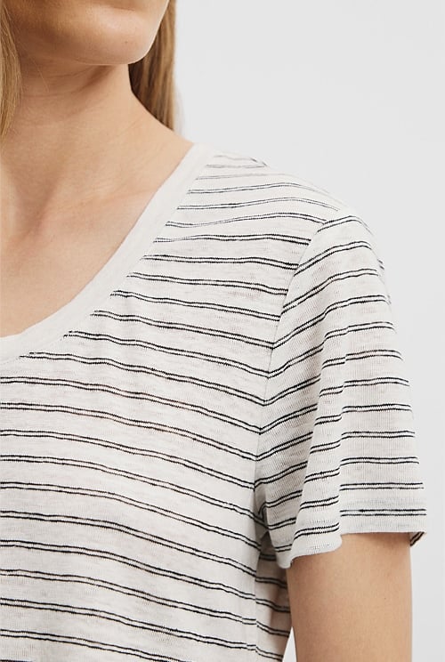 Stripe Linen Jersey T-Shirt