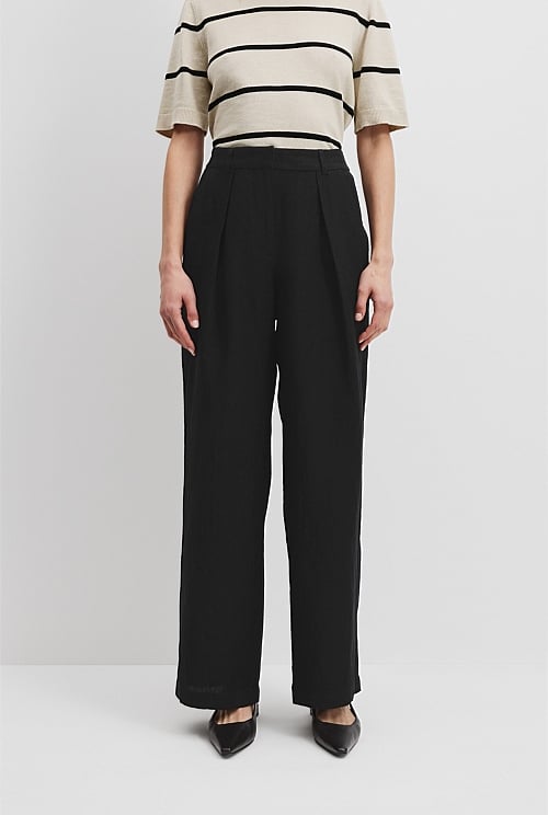 Organically Grown Linen Tuck Front Pant