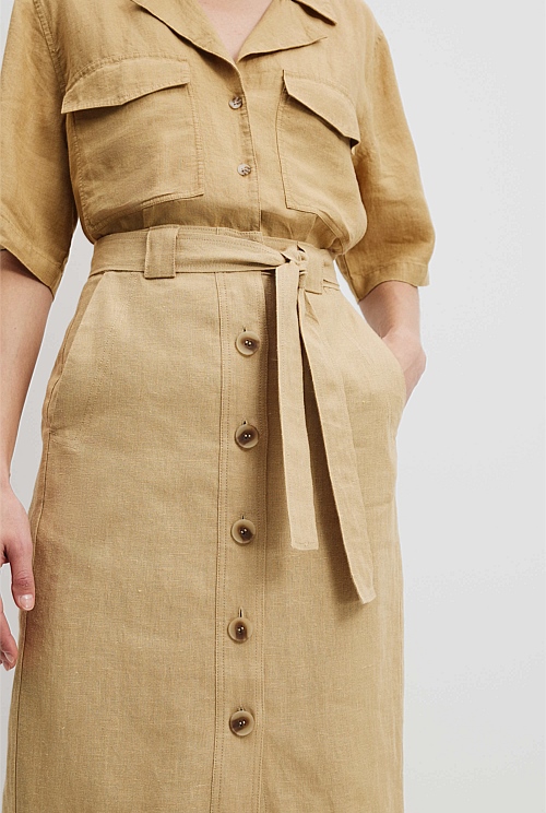 Organically Grown Linen Pencil Utility Skirt