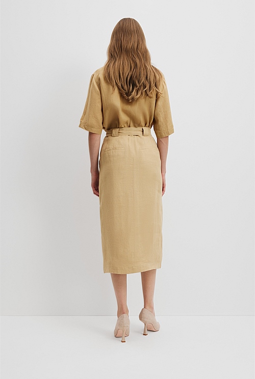 Organically Grown Linen Pencil Utility Skirt