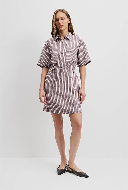 Organically Grown Linen Cinched Mini Dress