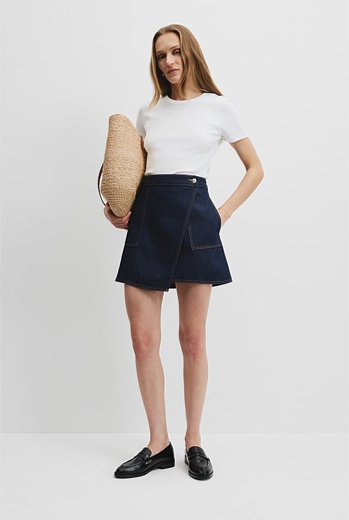 Denim Wrap Mini Skirt