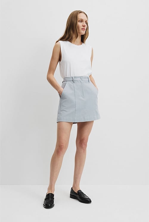 Organically Grown Cotton Panelled Mini Skirt