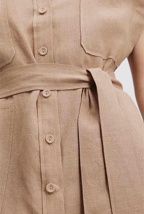 Organically Grown Linen Pocket Detail Dress