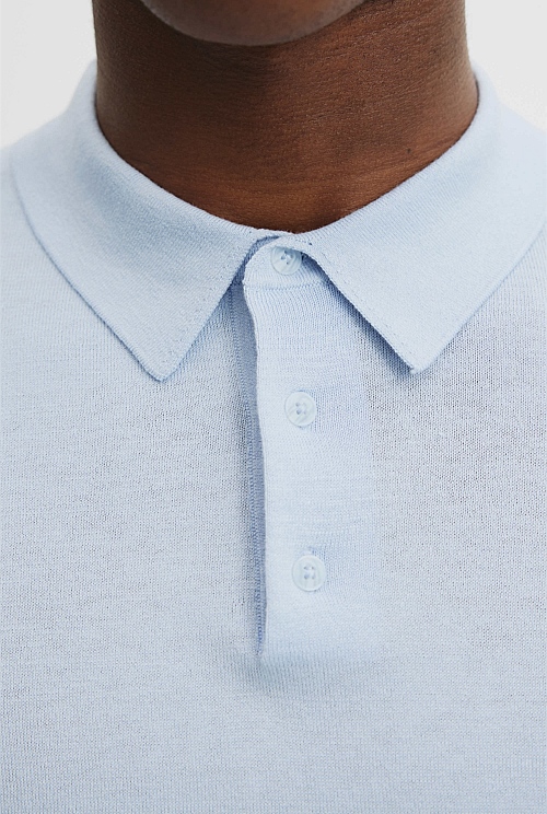 Cotton Silk Button Knit Polo