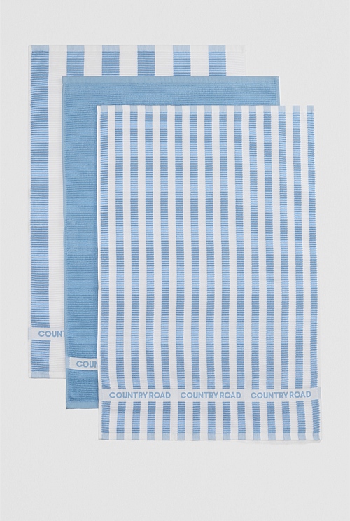 CR Stripe Australian Cotton Tea Towel Pack of 3