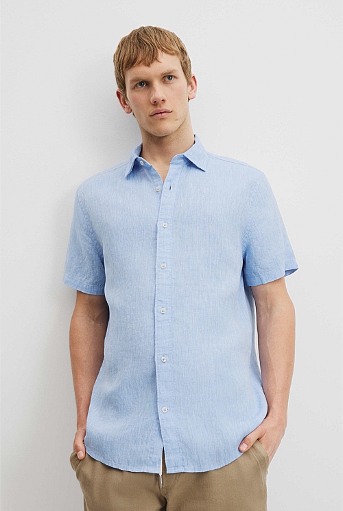 Regular Fit Organically Grown Linen Short Sleeve Shirt