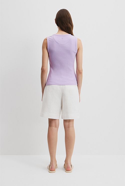 Australian Cotton Blend High Neck Rib Tank