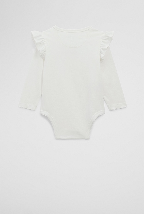 Cotton Frill Rib Long Sleeve Bodysuit
