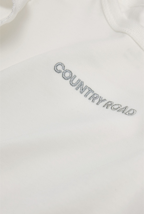 Cotton Frill Rib Long Sleeve Bodysuit