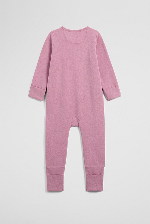 Organically Grown Cotton Blend Logo Zip Jumpsuit