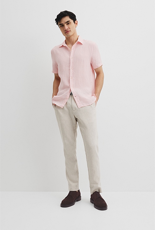 Organically Grown Linen Regular Fit Short Sleeve Shirt