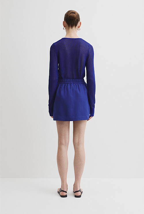 Pull On Linen Skirt