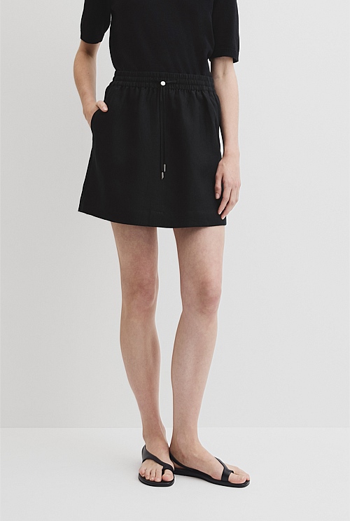 Pull On Linen Skirt