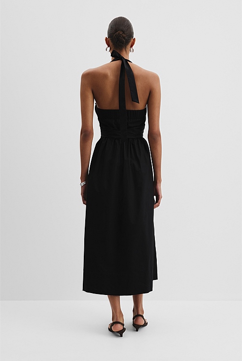 Organically Grown Cotton Halter Detail Midi Dress