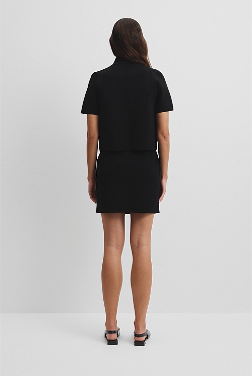 Short Sleeve Compact Zip Knit