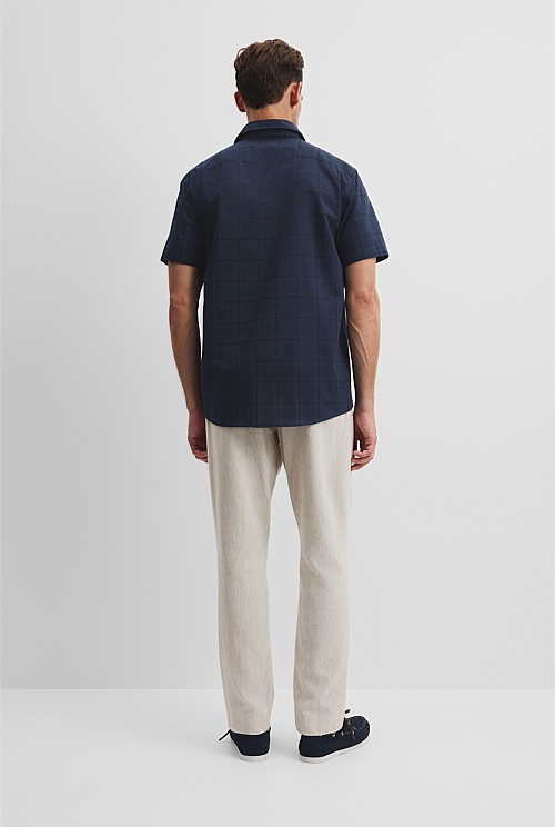 Short Sleeve Regular Fit Cotton Woven Check Shirt