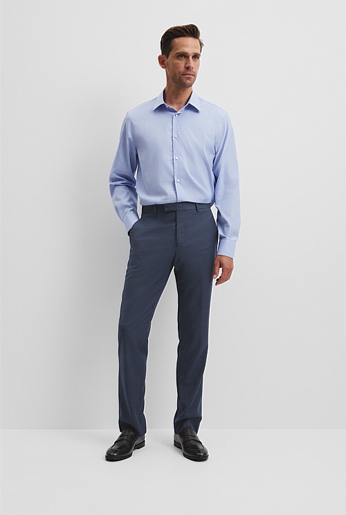 Regular Fit Grid Check Travel Shirt