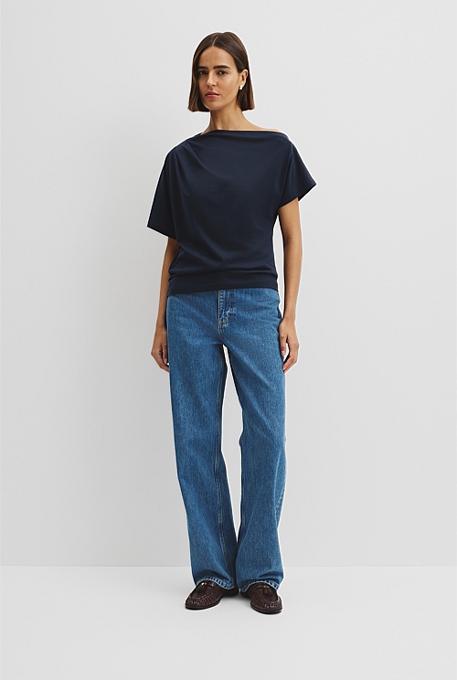 Australian Cotton One Shoulder T-Shirt