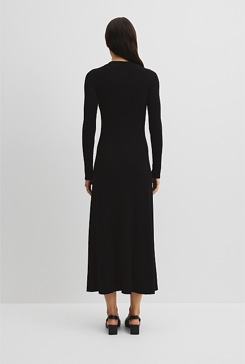 Rib Zip Neck Knit Dress