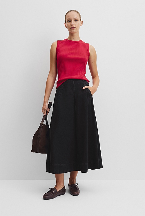 Australian Cotton Blend Fitted Rib Tank