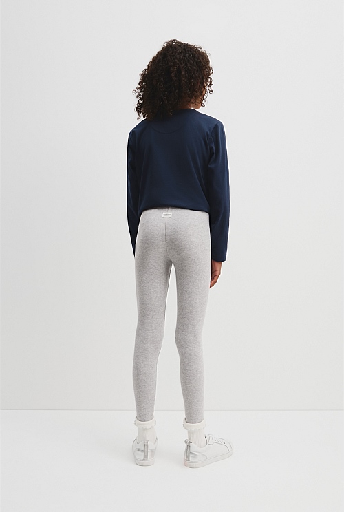 Organically Grown Cotton Blend Solid Rib Legging