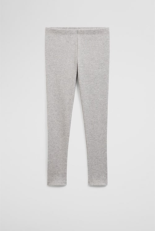 Organically Grown Cotton Blend Solid Rib Legging