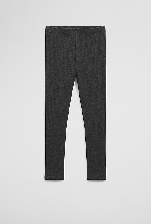 Organically Grown Cotton Blend Solid Rib Legging