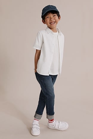 White Short Sleeve Linen Shirt - Natural Fibres Country Road