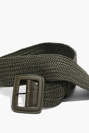 Khaki Wide Woven Belt - Belts | Country Road