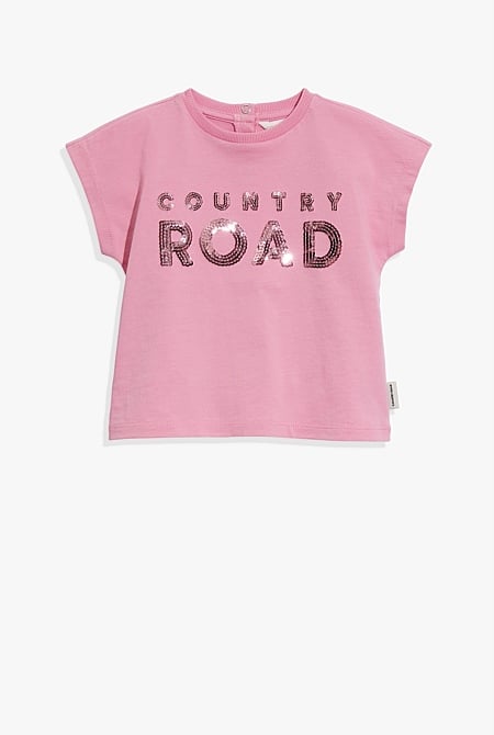 Organically Grown Cotton Logo Sequin T-Shirt