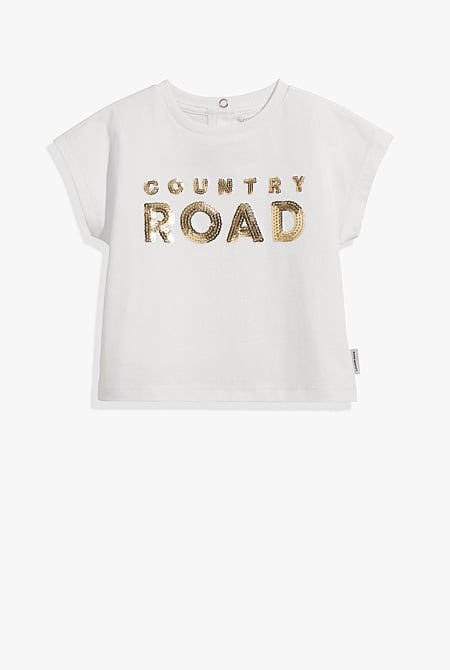 Organically Grown Cotton Logo Sequin T-Shirt