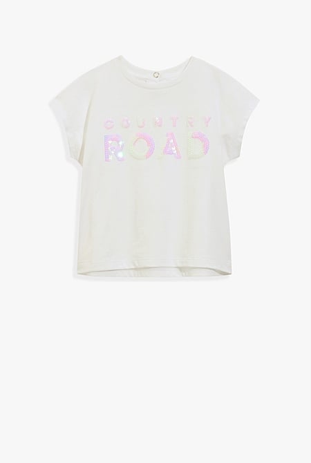 Organically Grown Cotton Sequin Logo T-Shirt