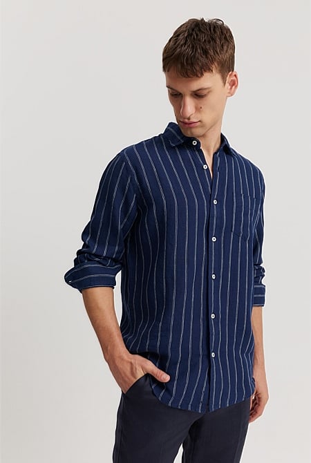 Regular Fit Organically Grown Linen Pinstripe Shirt