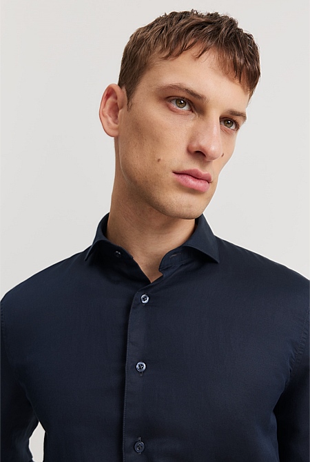 Tailored Fit Cotton Linen Shirt