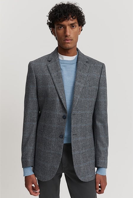 Regular Fit Lambswool Check Blazer