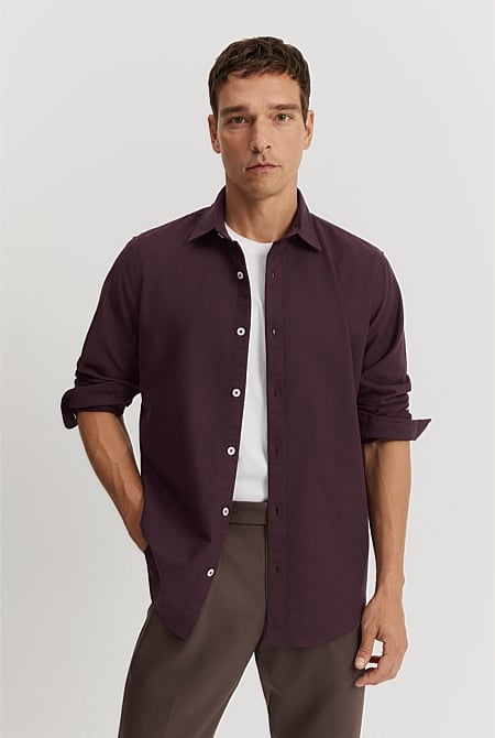 Regular Fit Australian Good Earth Cotton Brushed Twill Shirt