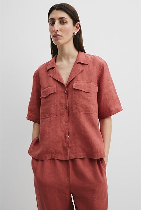 Organically Grown Linen Pocket Detail Shirt