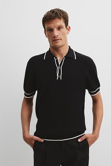 Australian Cotton Blend Tipped Knit Polo