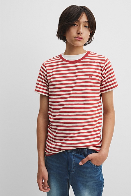 Teen Recycled Cotton Blend Stripe T-Shirt